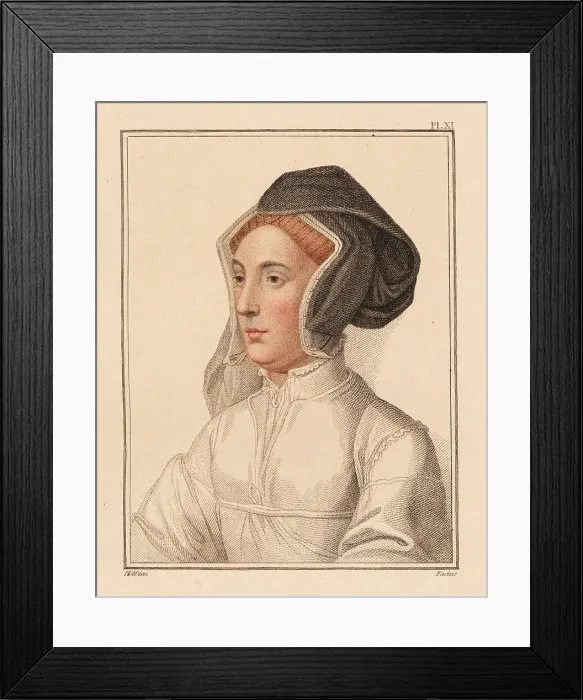 Framed Print : Portrait of unknown woman from the court of King Henry VIII Framed Print : Portrait of unknown woman from the court of King Henry VIII