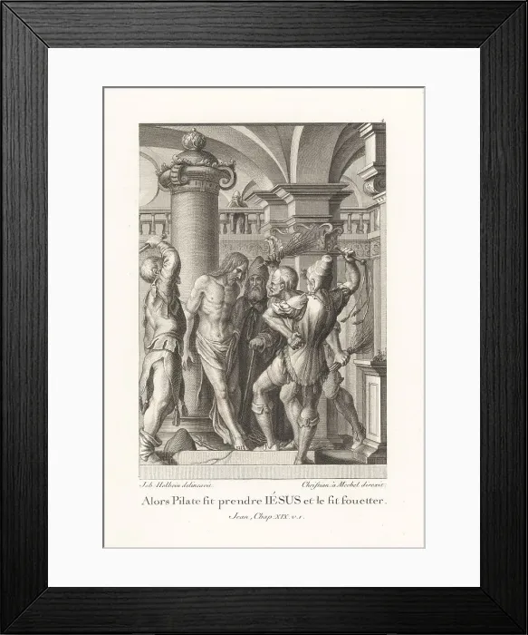 Framed Print : Pilate orders Jesus Christ to be flogged by several guards Framed Print : Pilate orders Jesus Christ to be flogged by several guards