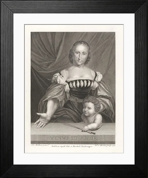 Framed Print : Portrait of Magdalena Offenburg as Venus with son Cupid Framed Print : Portrait of Magdalena Offenburg as Venus with son Cupid