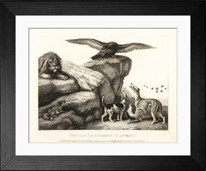 Framed Print : Jupiter's bird admonishing an assembly of animals Framed Print : Jupiter's bird admonishing an assembly of animals