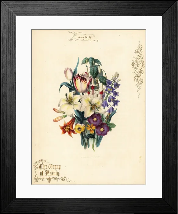 Framed Print : Bouquet of lilies, tulip, fuchsia, tiger lily Framed Print : Bouquet of lilies, tulip, fuchsia, tiger lily