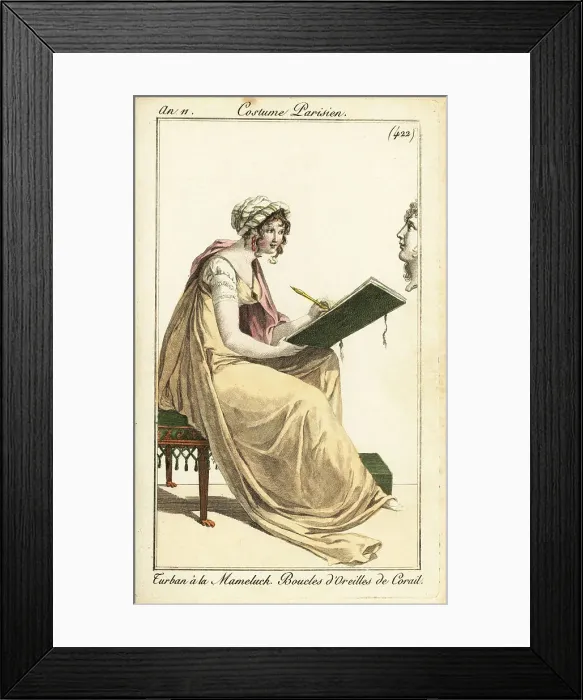 Framed Print : Woman drawing a classical bust in a sketchbook, Paris, 1802 Framed Print : Woman drawing a classical bust in a sketchbook, Paris, 1802