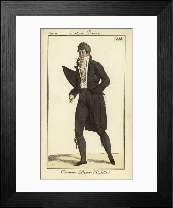 Framed Print : French dandy in black semi-formal costume, Paris, 1803 Framed Print : French dandy in black semi-formal costume, Paris, 1803