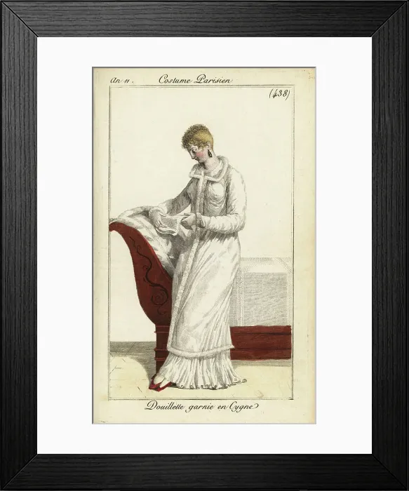 Framed Print : Woman with short hair reading a letter. Paris, 1803 Framed Print : Woman with short hair reading a letter. Paris, 1803