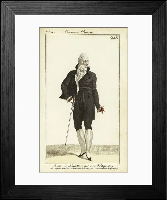 Framed Print : French dandy in formal wear, Paris, 1803 Framed Print : French dandy in formal wear, Paris, 1803
