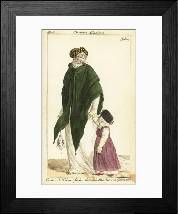 Framed Print : Fashionable woman and child, Paris, 1803 Framed Print : Fashionable woman and child, Paris, 1803
