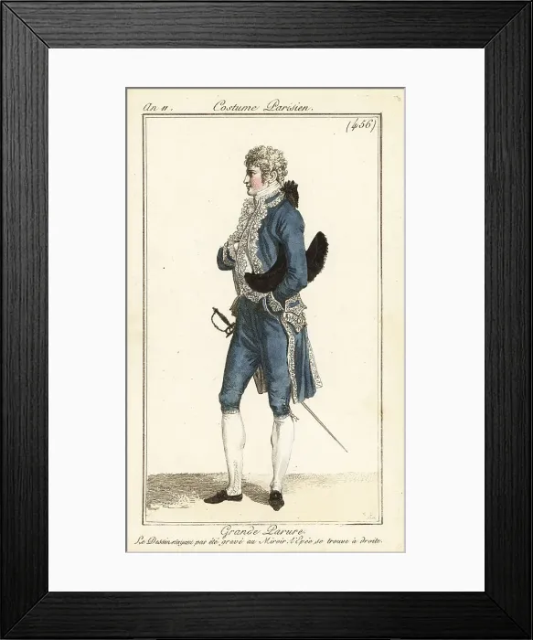 Framed Print : French dandy in formal court costume, Paris, 1803 Framed Print : French dandy in formal court costume, Paris, 1803
