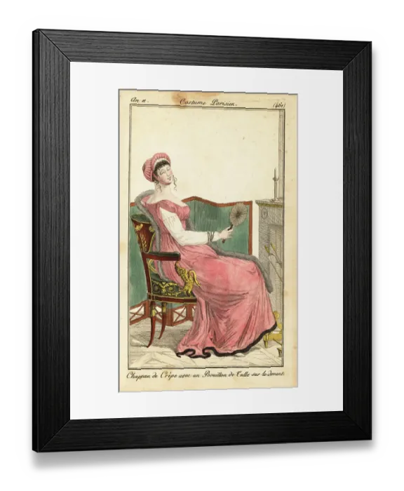 Framed Print : Woman sitting on an Empire chair in a parlour, Paris, 1803 Framed Print : Woman sitting on an Empire chair in a parlour, Paris, 1803