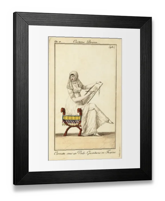 Framed Print : Woman sketching a landscape, Paris, 1803