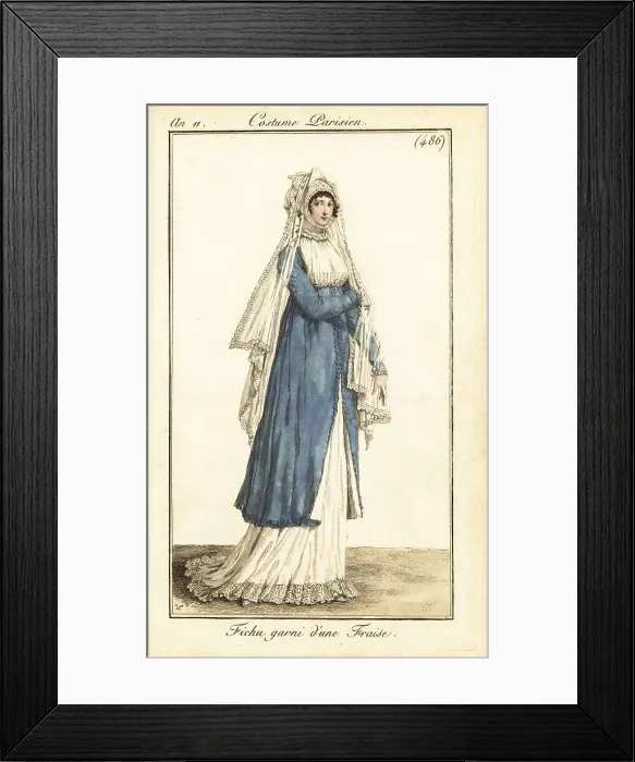Framed Print : Woman in lace cap with veil, Paris, 1803 Framed Print : Woman in lace cap with veil, Paris, 1803