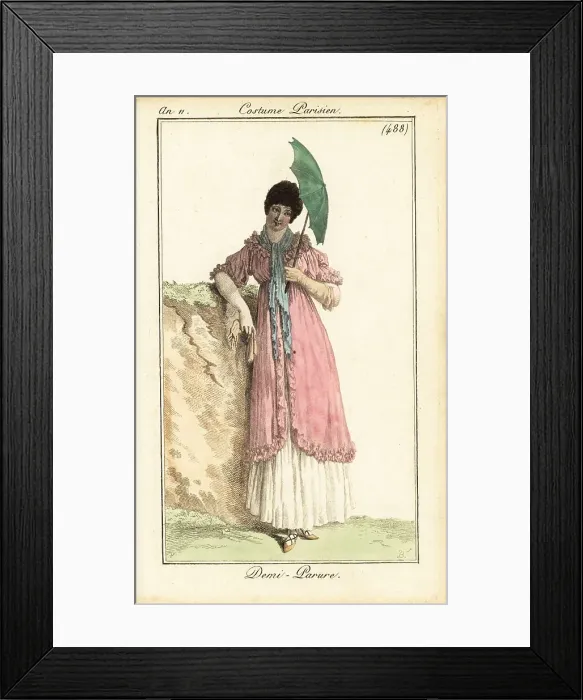 Framed Print : Woman with unusual angled parasol, July 1803 Framed Print : Woman with unusual angled parasol, July 1803