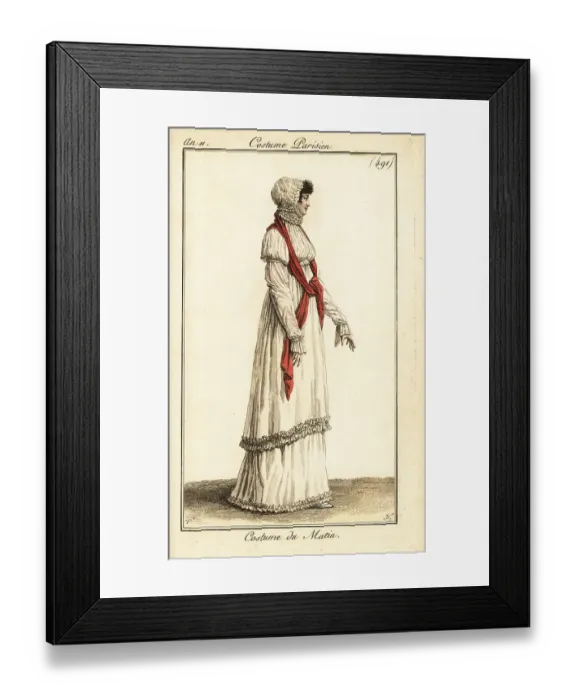 Framed Print : Woman in morning outfit or walking dress, Paris, 1803 Framed Print : Woman in morning outfit or walking dress, Paris, 1803