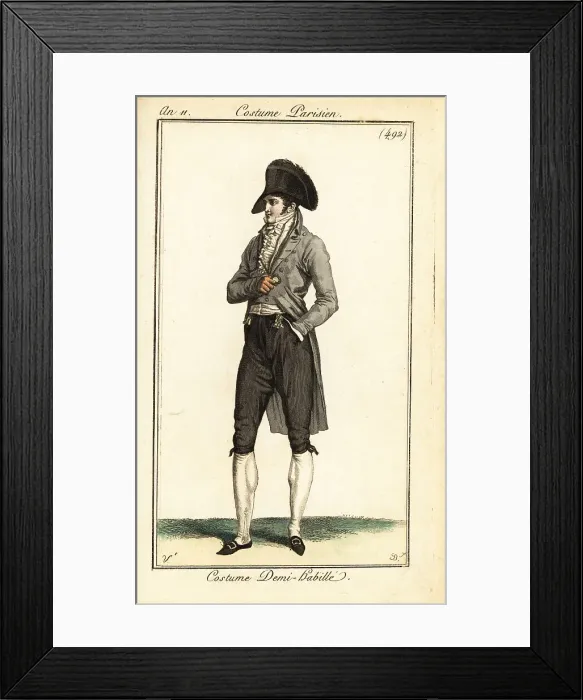 Framed Print : French dandy in semi-formal outfit, 1803 Framed Print : French dandy in semi-formal outfit, 1803