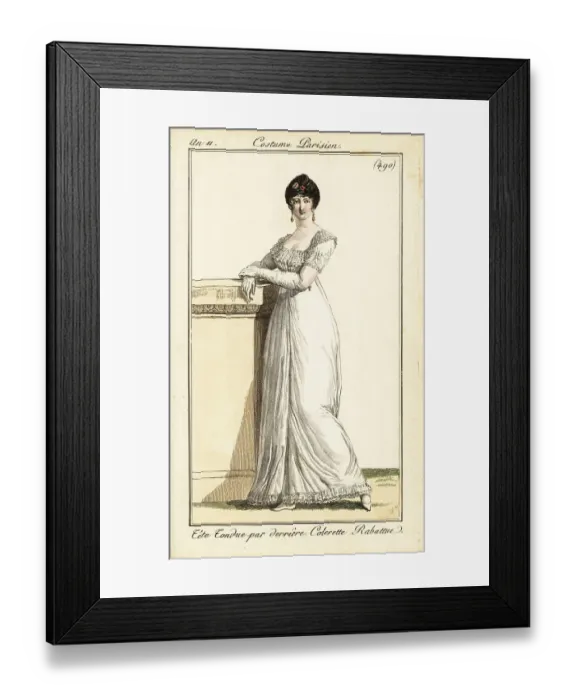 Framed Print : Fashionable woman in short haircut a la Victime, Paris, 1803