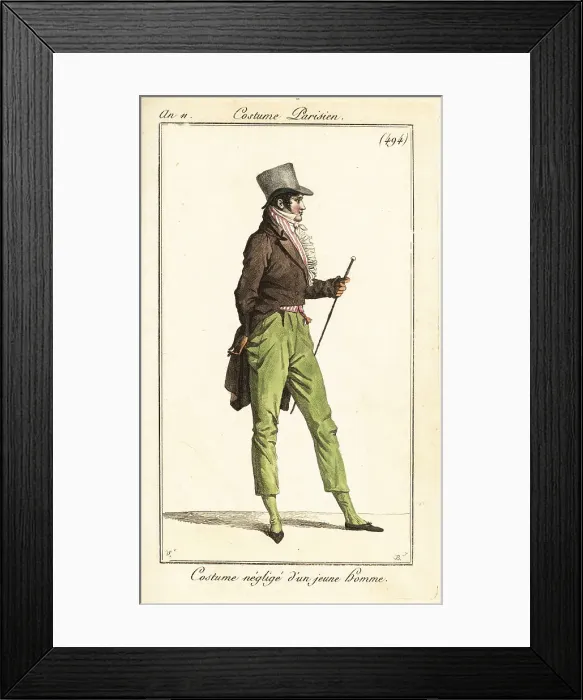 Framed Print : Young French dandy in casual outfit, 1803 Framed Print : Young French dandy in casual outfit, 1803