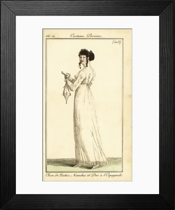 Framed Print : Woman in dress with Spanish darts, Paris, 1803 Framed Print : Woman in dress with Spanish darts, Paris, 1803
