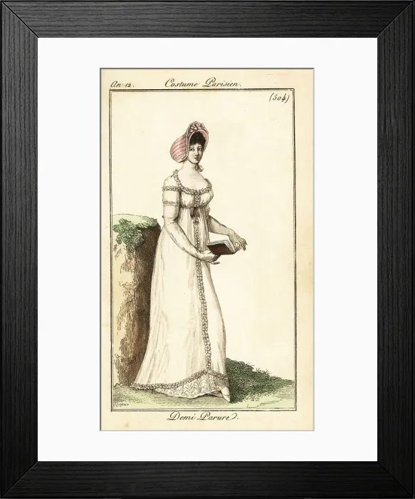 Framed Print : Woman in half-formal wear reading a book, Paris, 1803 Framed Print : Woman in half-formal wear reading a book, Paris, 1803
