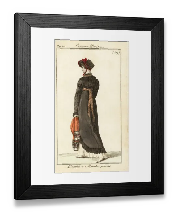 Framed Print : Woman in cosy coat with darted sleeves, Paris, 1803 Framed Print : Woman in cosy coat with darted sleeves, Paris, 1803