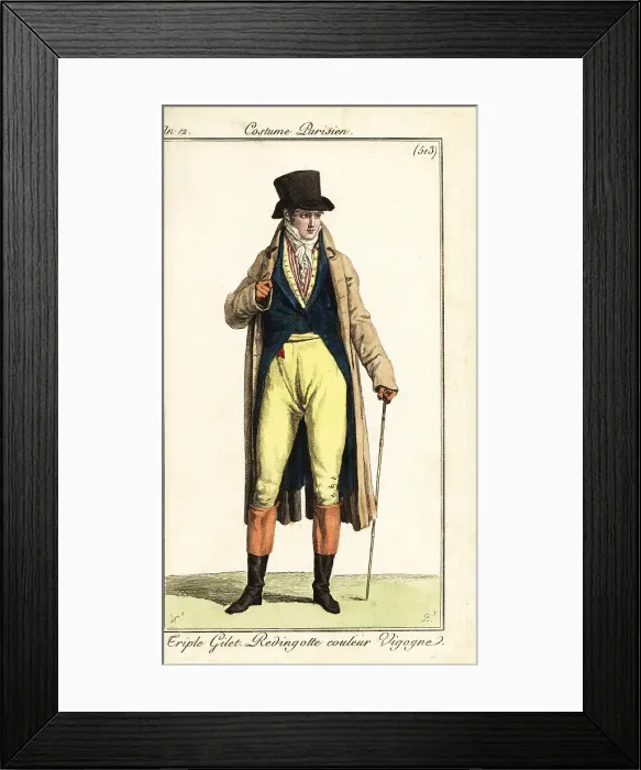 Framed Print : French dandy in triple waistcoats, Paris, 1804 Framed Print : French dandy in triple waistcoats, Paris, 1804