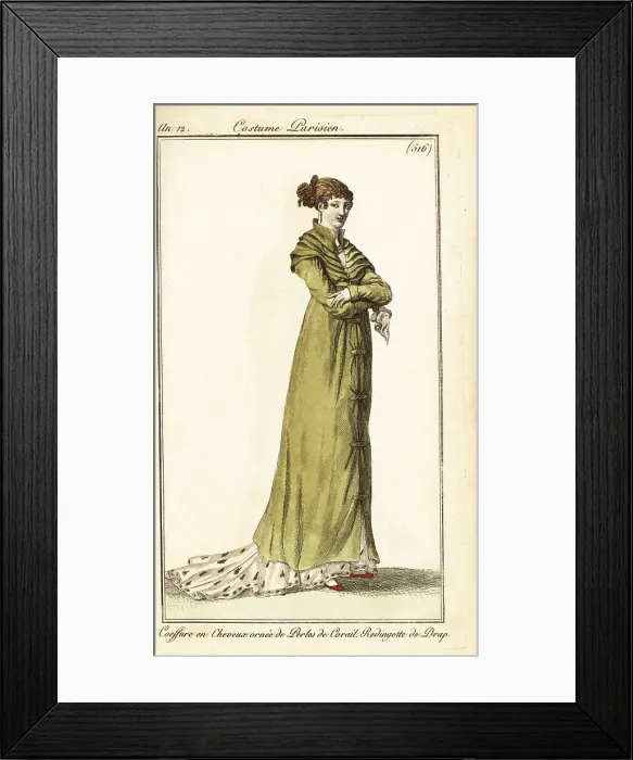 Framed Print : Woman in wool ridingcoat with many collars, Paris, 1803 Framed Print : Woman in wool ridingcoat with many collars, Paris, 1803