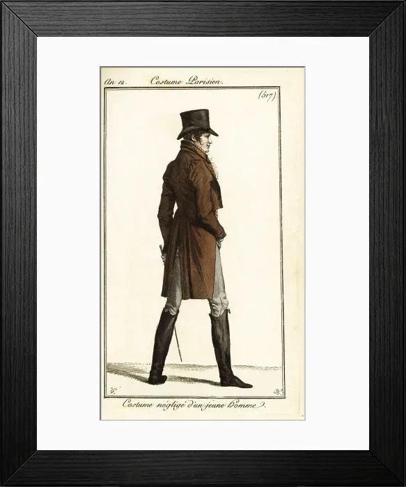Framed Print : French dandy in casual outfit, Paris, 1804 Framed Print : French dandy in casual outfit, Paris, 1804