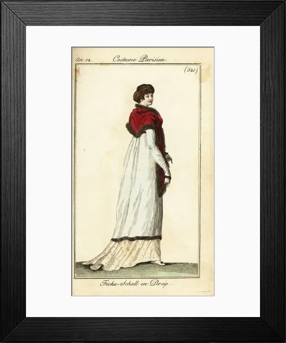 Framed Print : Woman wearing a wool kerchief-shawl, Paris, 1803 Framed Print : Woman wearing a wool kerchief-shawl, Paris, 1803