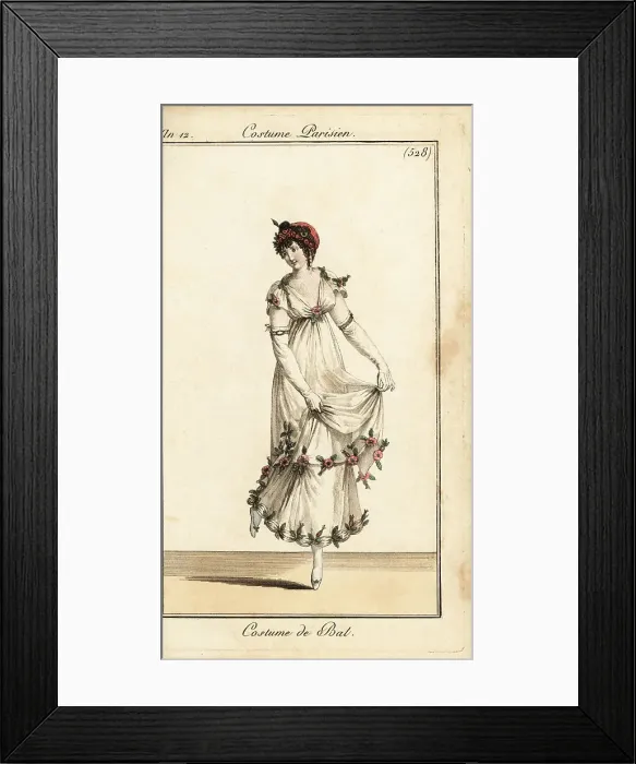 Framed Print : Woman dancing in ball gown, Paris, 1804 Framed Print : Woman dancing in ball gown, Paris, 1804