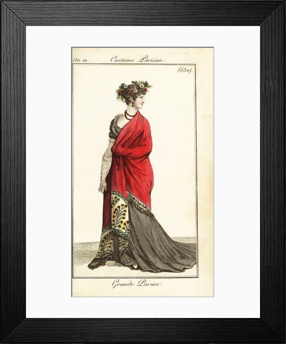 Framed Print : Woman in very formal wear, Paris, 1804 Framed Print : Woman in very formal wear, Paris, 1804