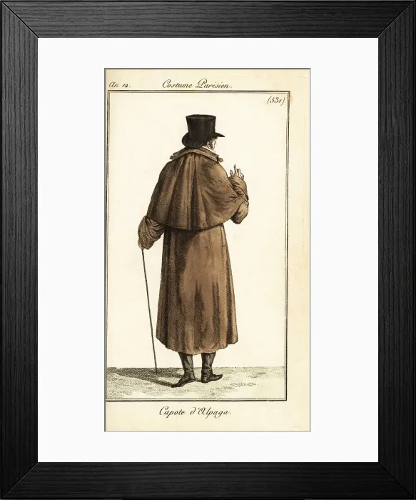 Framed Print : Dandy in top hat and riding coat in alpaca wool, Paris, 1804 Framed Print : Dandy in top hat and riding coat in alpaca wool, Paris, 1804