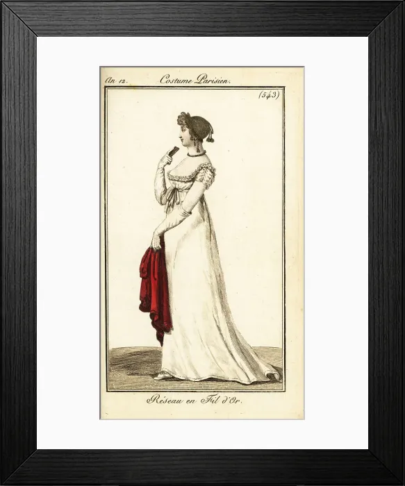 Framed Print : Woman wearing her hair in a gold wire hairnet, Paris, 1804 Framed Print : Woman wearing her hair in a gold wire hairnet, Paris, 1804