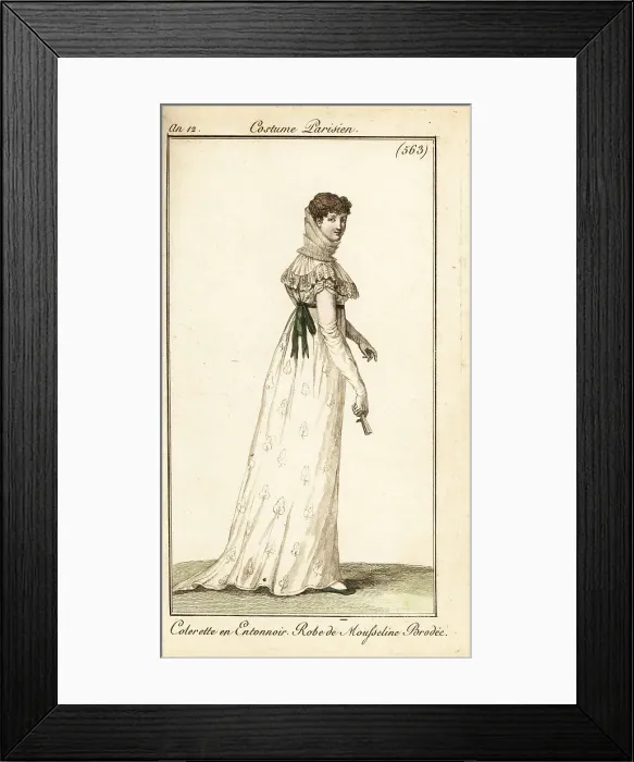 Framed Print : Woman in very tall funnel collar, Paris, 1804 Framed Print : Woman in very tall funnel collar, Paris, 1804