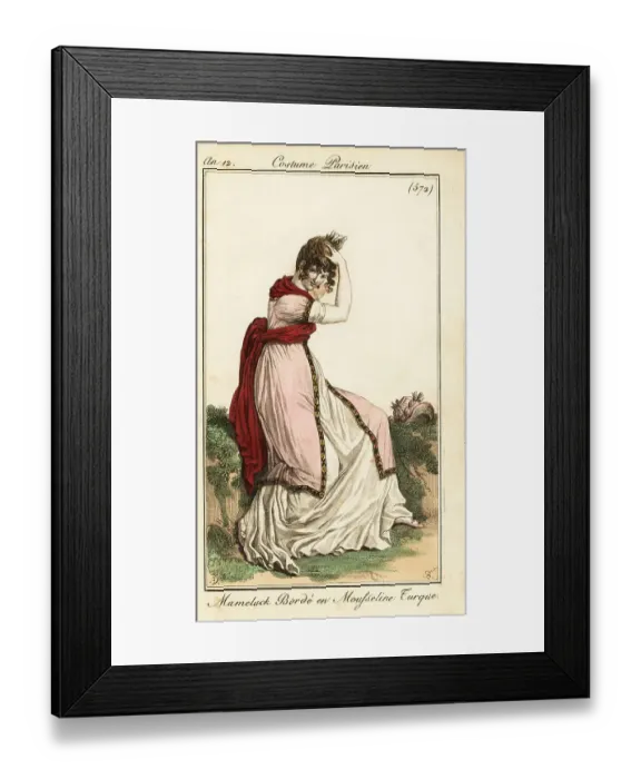 Framed Print : Woman fixing her hair on a grassy bank, Paris, 1804 Framed Print : Woman fixing her hair on a grassy bank, Paris, 1804