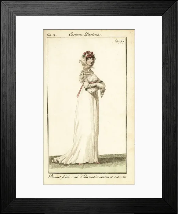 Framed Print : Woman in a bonnet adorned with hydrangeas, Paris, 1804 Framed Print : Woman in a bonnet adorned with hydrangeas, Paris, 1804
