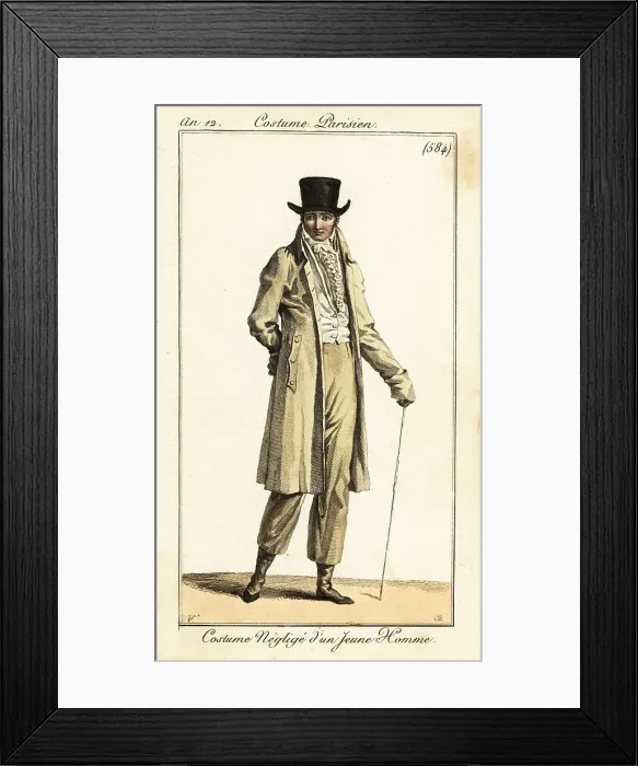 Framed Print : Young dandy in casual outfit, Paris, 1804 Framed Print : Young dandy in casual outfit, Paris, 1804