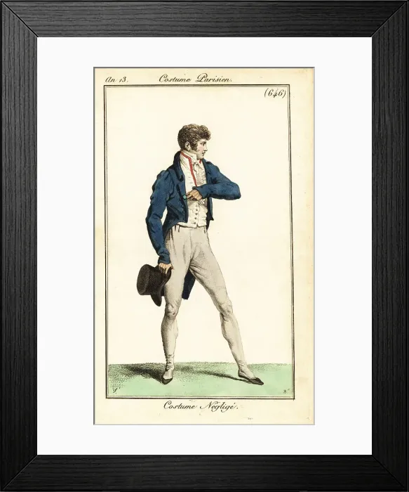 Framed Print : French dandy in casual outfit, Paris, 1805