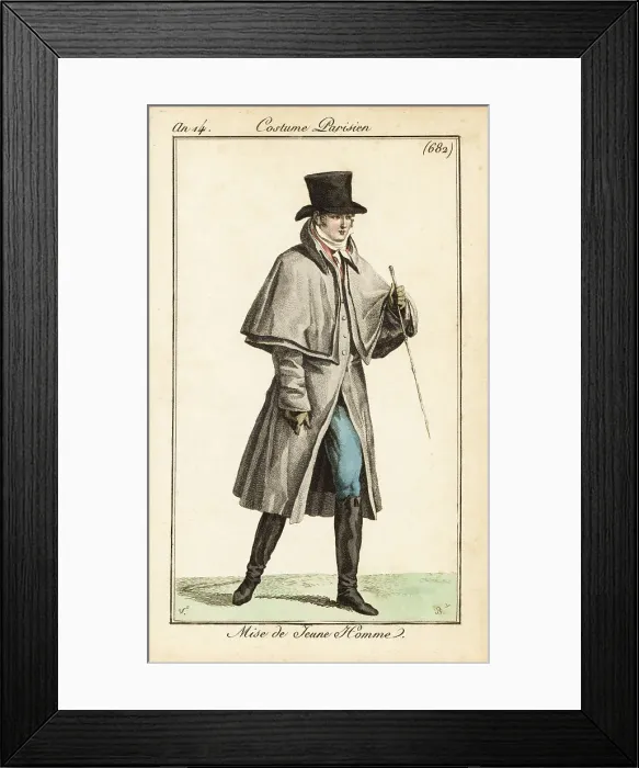 Framed Print : Costume of a young dandy, Paris, 1805 Framed Print : Costume of a young dandy, Paris, 1805