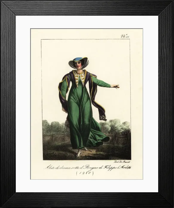 Framed Print : Costume of a French lady, 1280 Framed Print : Costume of a French lady, 1280