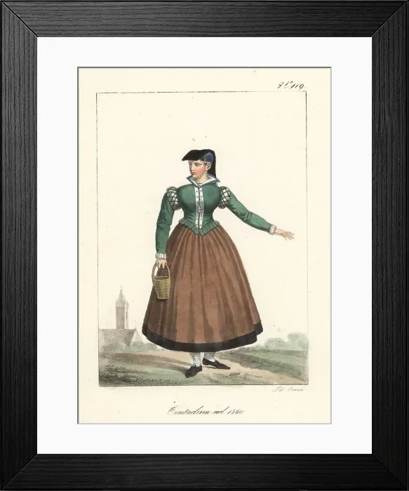 Framed Print : French peasant woman in 1560 Framed Print : French peasant woman in 1560