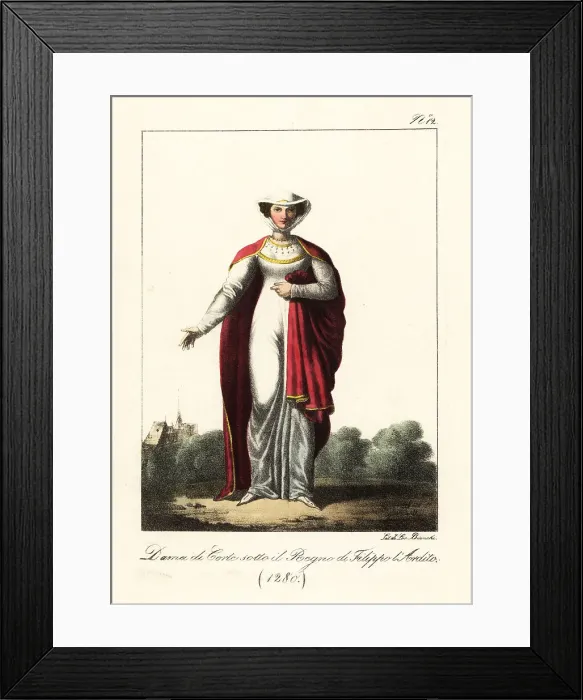 Framed Print : French lady at the court of King Philip II Ithe Bold, 1280 Framed Print : French lady at the court of King Philip II Ithe Bold, 1280