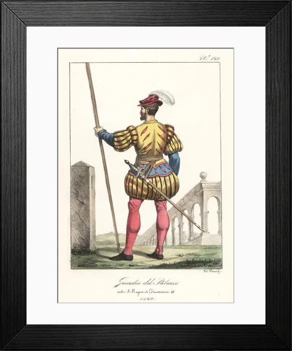 Framed Print : Uniform of a French Palace Guard, 1560 Framed Print : Uniform of a French Palace Guard, 1560