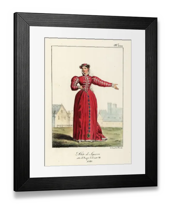 Framed Print : Costume of a lady in the reign of King Henry III of France, 1580 Framed Print : Costume of a lady in the reign of King Henry III of France, 1580