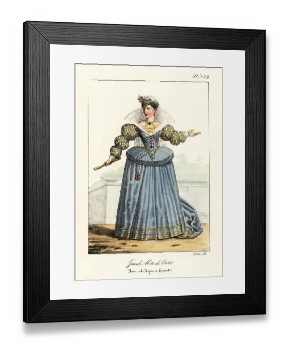 Framed Print : Noblewoman in court dress, reign of King Henry III of France Framed Print : Noblewoman in court dress, reign of King Henry III of France