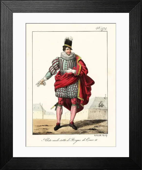 Framed Print : Costume of a bourgeois man in the reign of King Henry IV Framed Print : Costume of a bourgeois man in the reign of King Henry IV