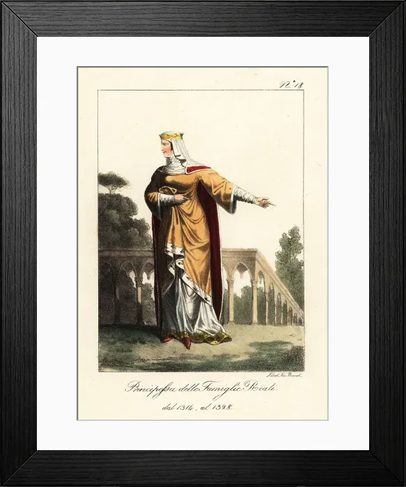 Framed Print : Costume of a French princess, 1314-1328 Framed Print : Costume of a French princess, 1314-1328
