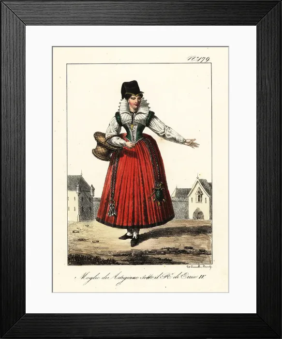 Framed Print : Costume of the wife of a French artisan, circa 1600 Framed Print : Costume of the wife of a French artisan, circa 1600