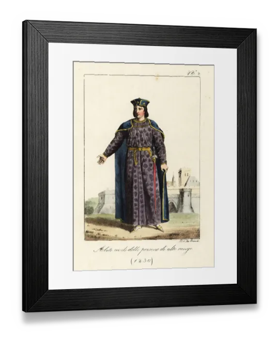 Framed Print : Costume of a French nobleman, 1230 Framed Print : Costume of a French nobleman, 1230