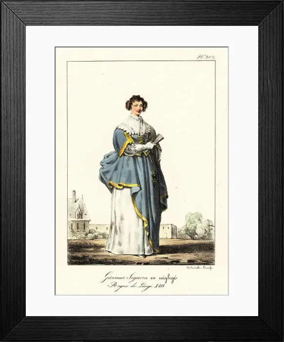 Framed Print : Young French woman in casual gown, reign of King Louis XIII Framed Print : Young French woman in casual gown, reign of King Louis XIII
