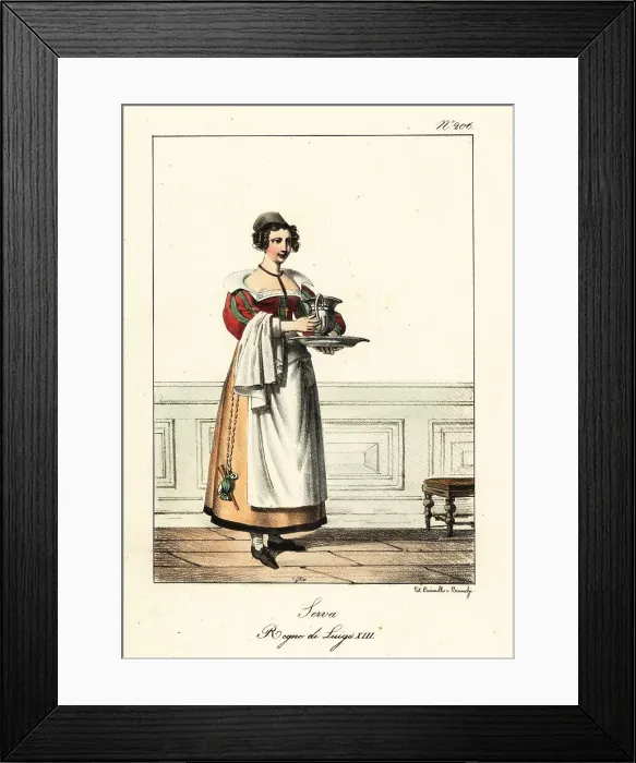 Framed Print : Costume of a maidservant, 17th century France Framed Print : Costume of a maidservant, 17th century France