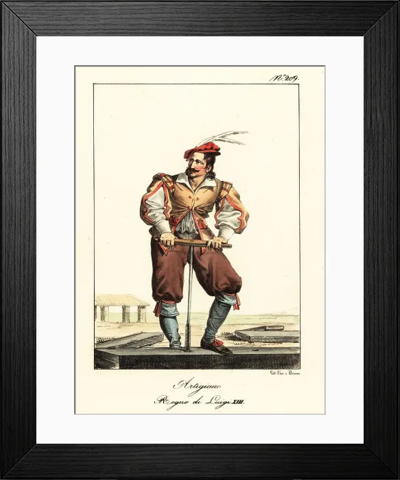 Framed Print : Costume of an artisan, 17th century France Framed Print : Costume of an artisan, 17th century France