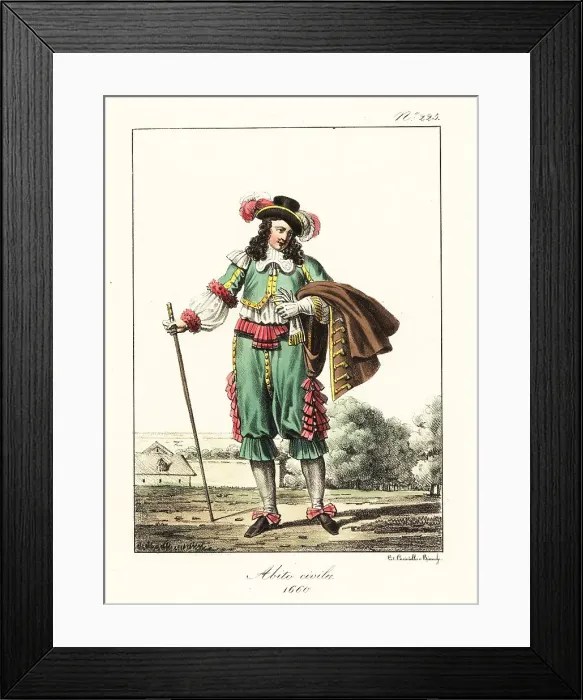 Framed Print : Costume of a French gentleman, 1660 Framed Print : Costume of a French gentleman, 1660